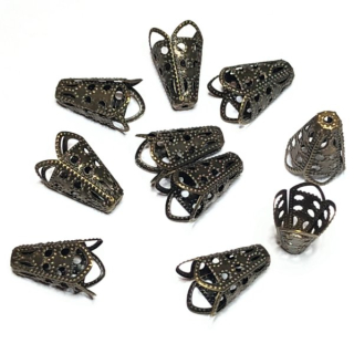 Kaplík filigránový barva staromosaz 10x16mm"77594"10ks/bal